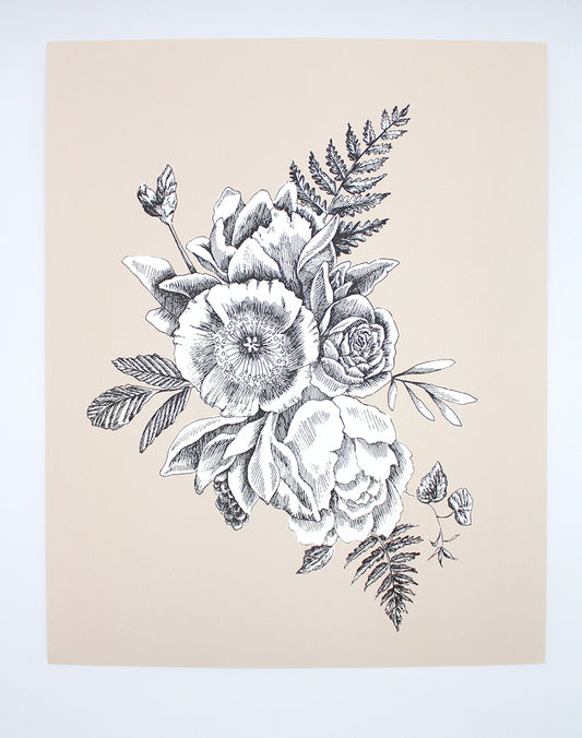 Digital terracotta floral print by Rust Belt Love