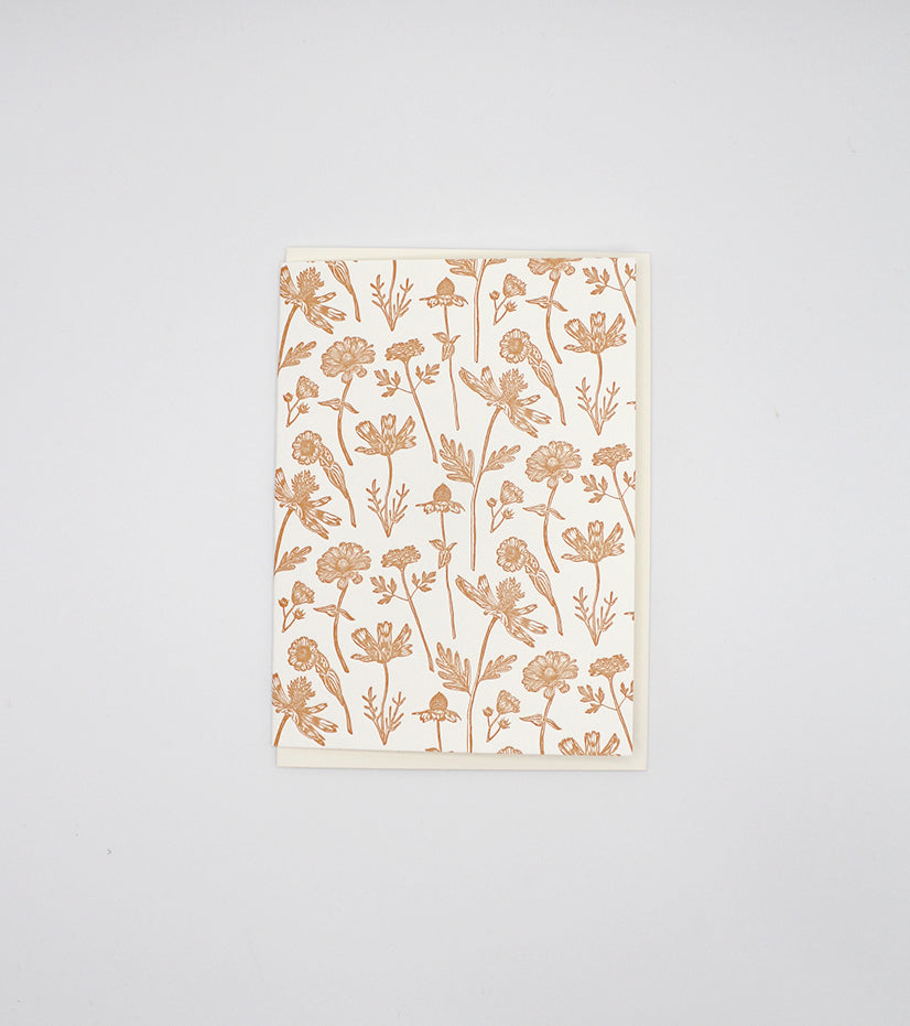 Letterpress small note card with wildflower print by Rust Belt Love 