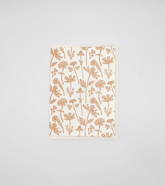 Letterpress small note card with wildflower print by Rust Belt Love 