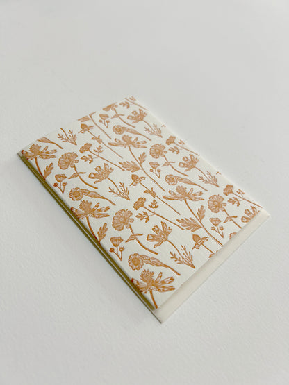 Letterpress small note card with wildflower print by Rust Belt Love 