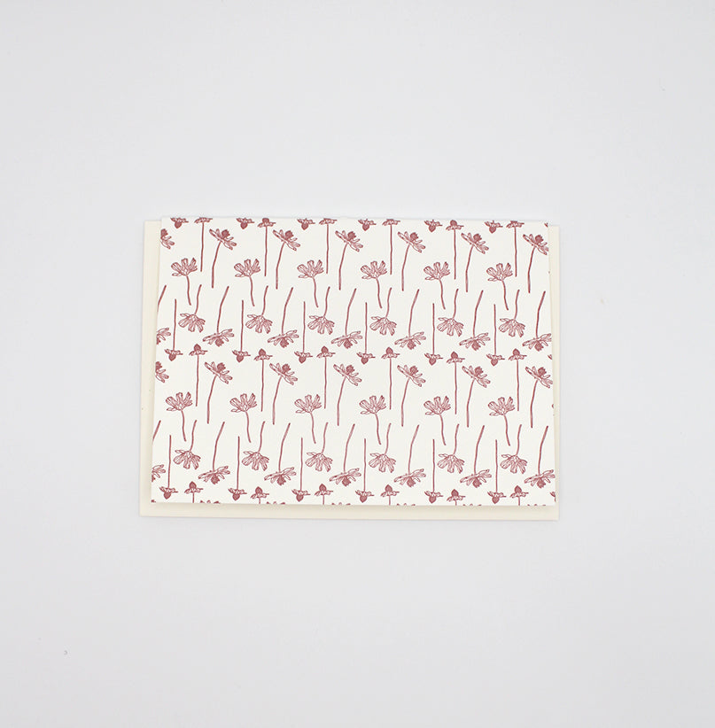 Small letterpress note card with linear floral pattern by Rust Belt Love