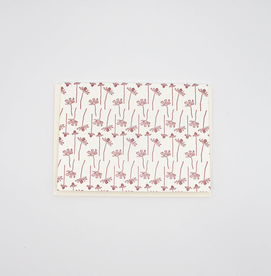 Small letterpress note card with linear floral pattern by Rust Belt Love