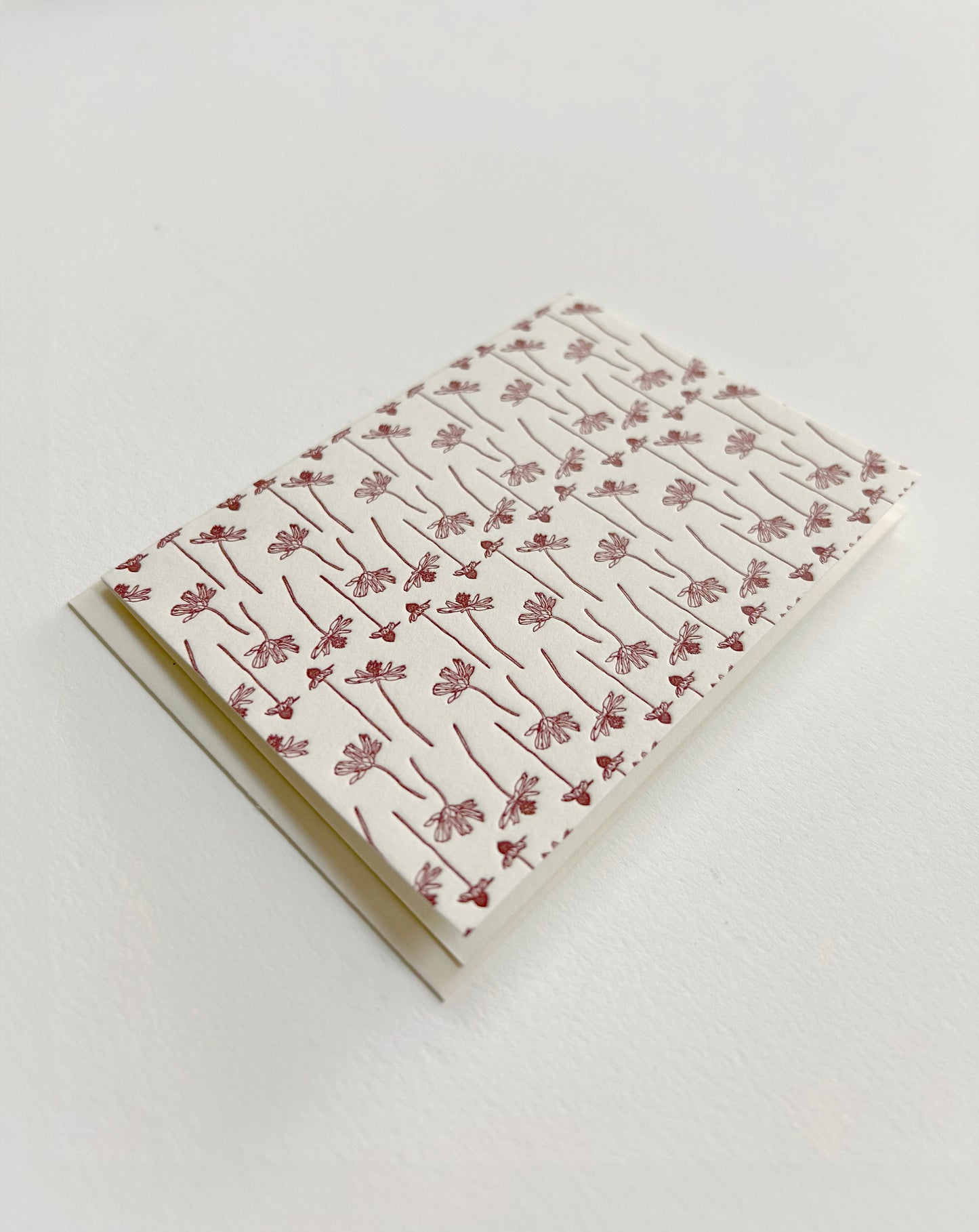 Small letterpress note card with linear floral pattern by Rust Belt Love