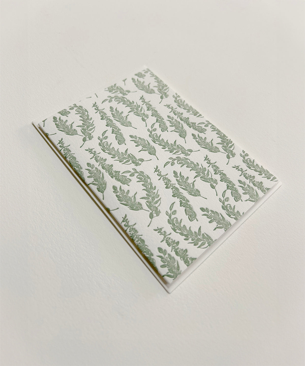 Letterpress eucalyptus printed small card by Rust Belt Love