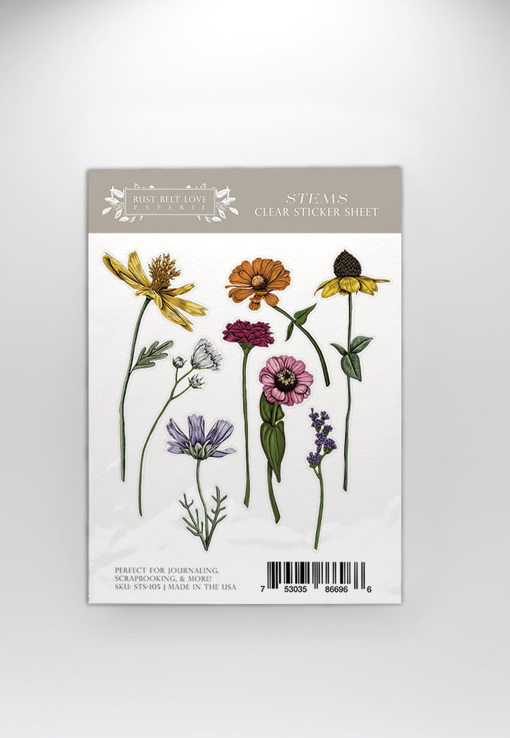 Flower Stems Clear Sticker Sheet