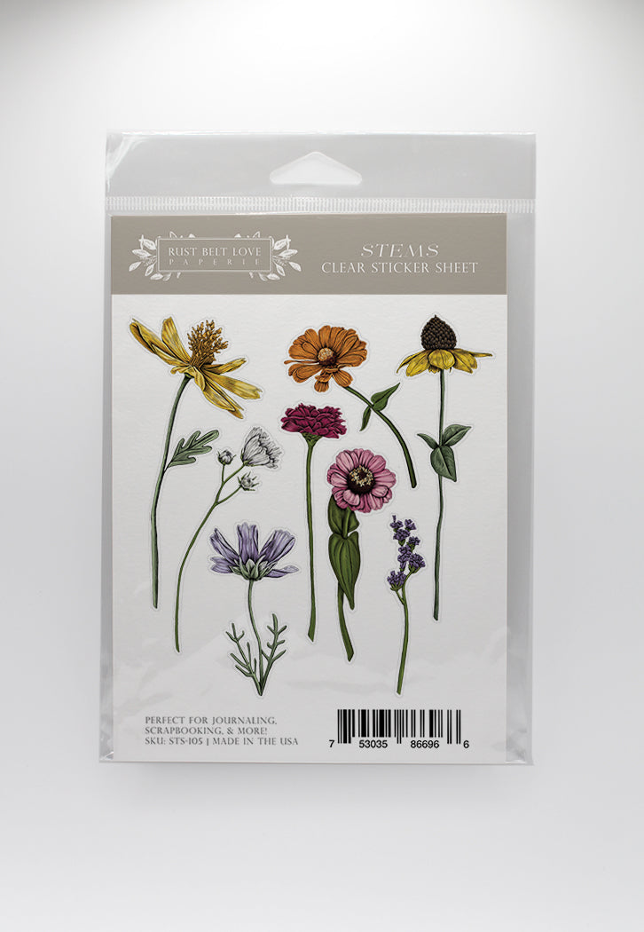 Flower Stems Clear Sticker Sheet