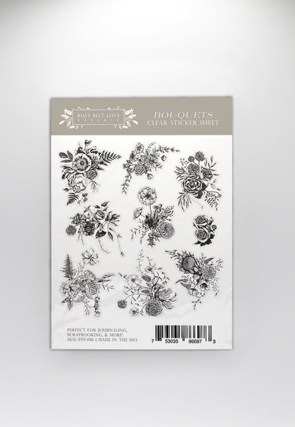 Floral Bouquets Clear Sticker Sheet