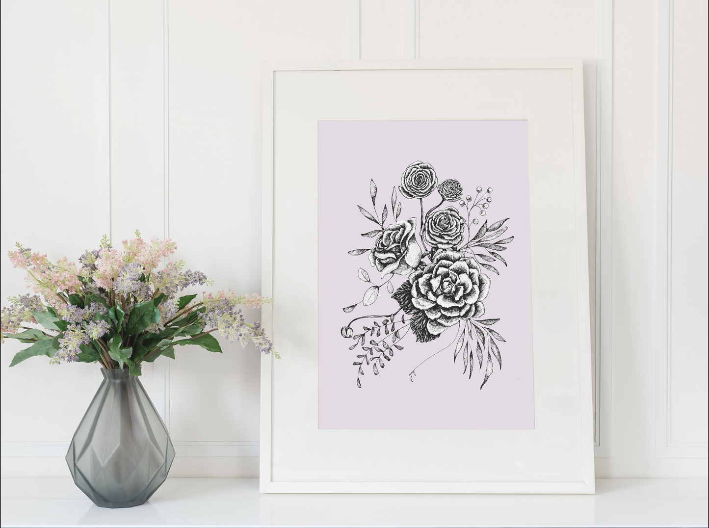 Digital dusty purple floral print by Rust Belt Love