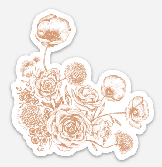 Burnt orange floral sticker by Rust Belt Love