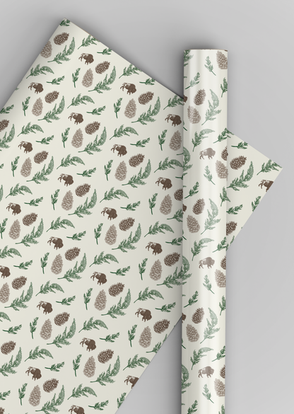 Rust Belt Love's Buffalo pinecone print wrapping paper roll.