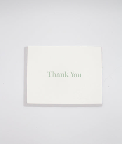 Letterpress thank you card with blind florals that says "Thank you" by Rust Belt Love