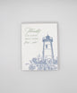 Letterpress thank you card with florals and a lighthouse that says "Thank you for always being there for me" by Rust Belt Love