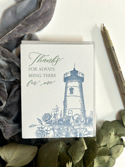 Thanks For Always Being There For Me Letterpress Greeting Card