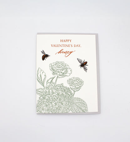 Happy Valentines Day Honey Letterpress Greeting Card