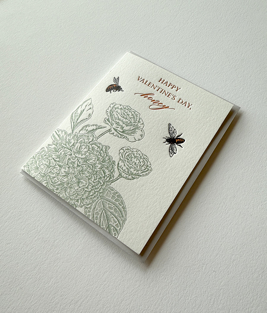 Happy Valentines Day Honey Letterpress Greeting Card