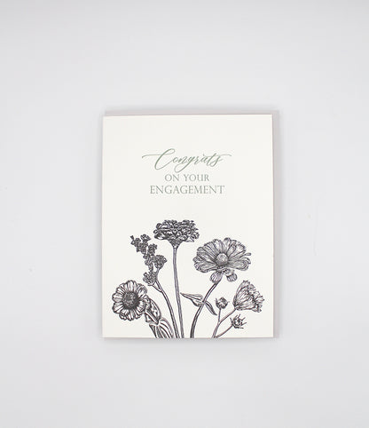 Letterpress congrats card with greenery that says "Congrats" in the middle by Rust Belt Love