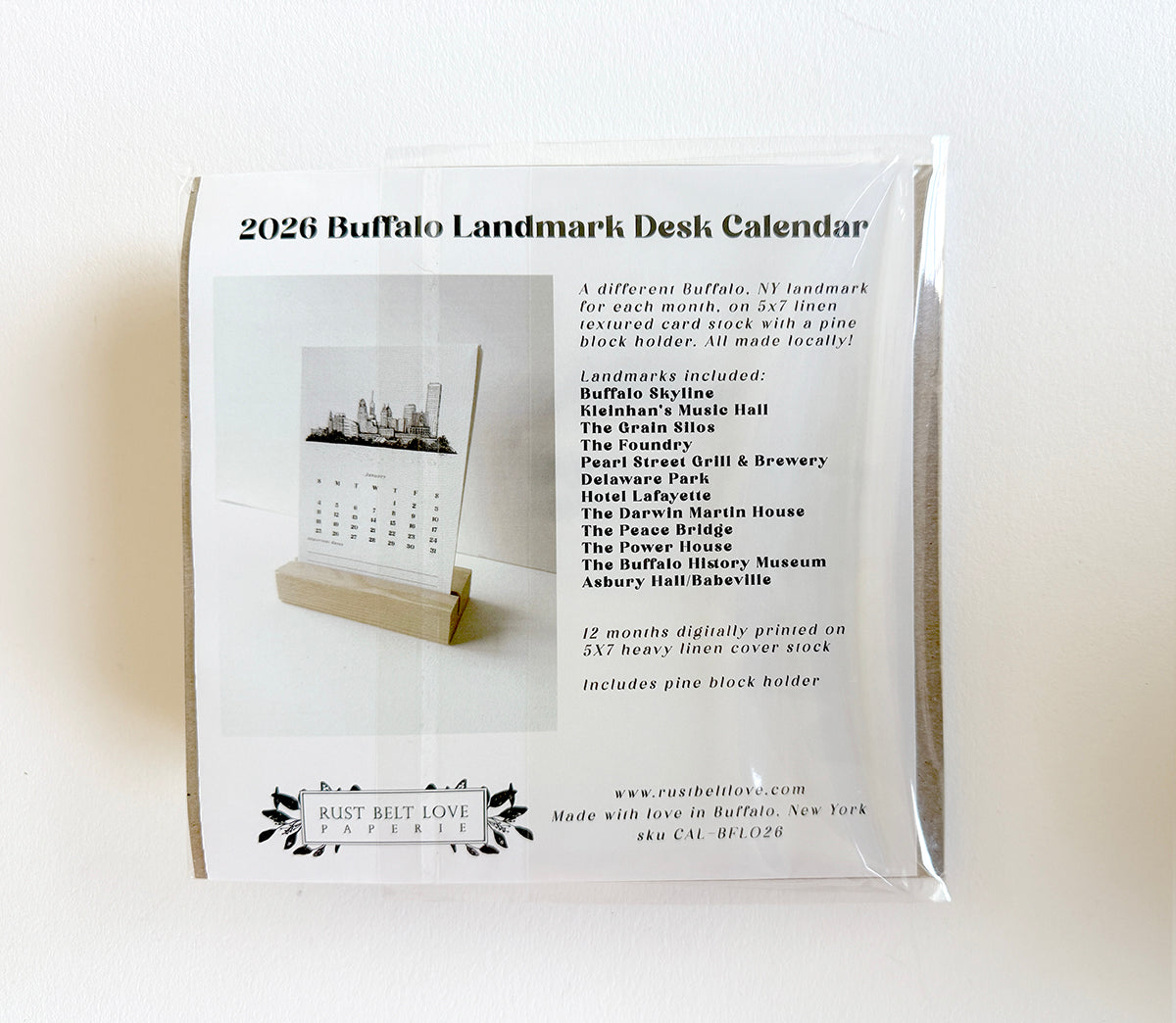 2026 Buffalo Landmark Desk Calendar with Wood Block Holder
